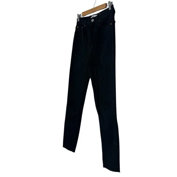RE/DONE Jeans Womens 28 Black Originals High Rise Ankle Crop Button Fly Grunge - Picture 9 of 9